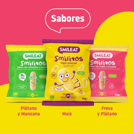SMILEAT SMILITOS SNACK ECO SABOR FRESA Y PLATANO BOLSA 25G