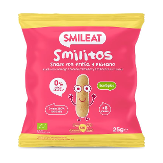 SMILEAT SMILITOS SNACK ECO SABOR FRESA Y PLATANO BOLSA 25G
