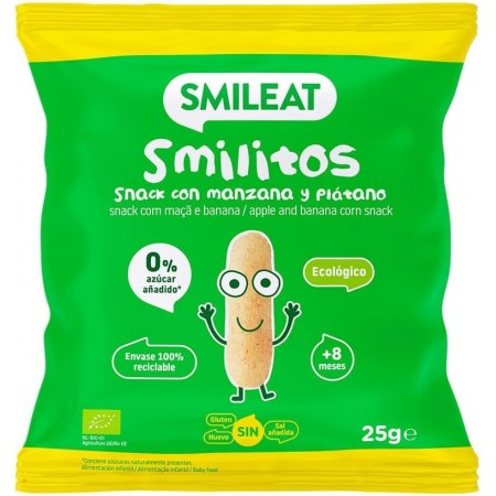 SMILITOS SNACK ECO SMILEAT CON MANZANA Y PLATANO BOLSA 25 G