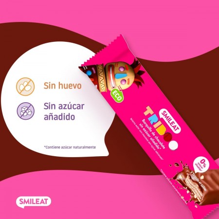 SMILEAT ECO TRIBOO BARQUILLO DE CHOCOLATE CON LECHE Y CON RELLENO DE CACAO 40 G