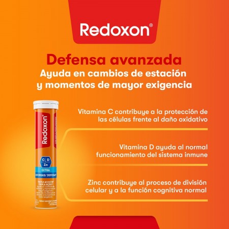 REDOXON EXTRA DEFENSAS TRIPLE ACCION VIT C,D Y ZINC 30 COMPRIMIDOS EFERVESCENTES SABOR NARANJA
