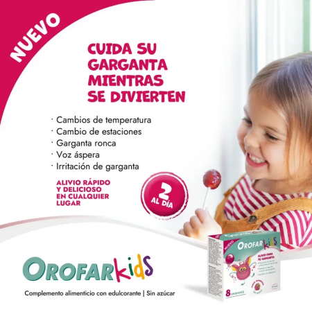 OROFAR KIDS DOLOR DE GARGANTA 8 PIRULETAS SABOR FRAMBUESA