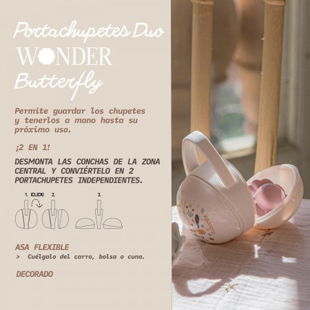 SUAVINEX SELECTION PORTACHUPETES DUO CON ASA FLEXIBLE PARA 2 CHUPETES +0 MESES