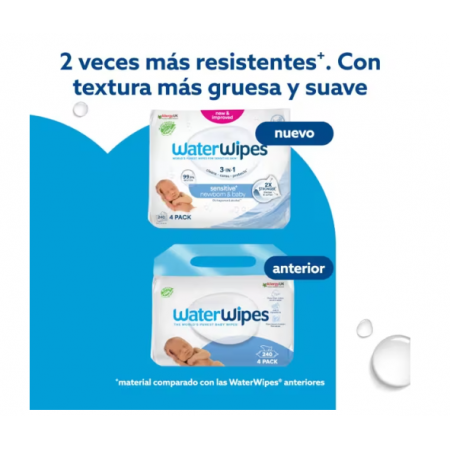 WATERWIPES BEBE 4 ENVASES 60 UNIDADES PACK ECONOMICO
