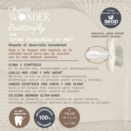 SUAVINEX SELECTION CHUPETE FISIOLOGICO CON TETINA DE SILICONA 6-18 MESES WONDER BUTTERFLY