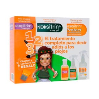 NEOSITRIN PACK ELIMINA SPRAY GEL 60ML + PROTECT ACONDICIONADOR 100ML + REGALO CHAMPÚ 100 ML Y LENDRERA