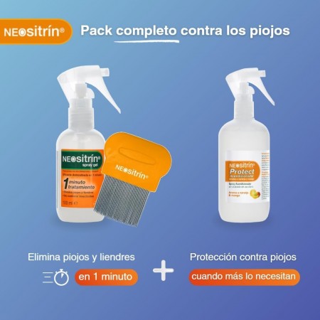 NEOSITRIN PACK ELIMINA SPRAY GEL 60ML + PROTECT ACONDICIONADOR 100ML + REGALO CHAMPÚ 100 ML Y LENDRERA