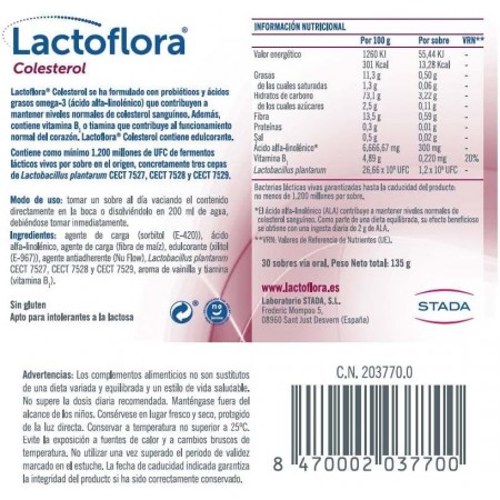 LACTOFLORA COLESTEROL 30 SOBRES SABOR VAINILLA