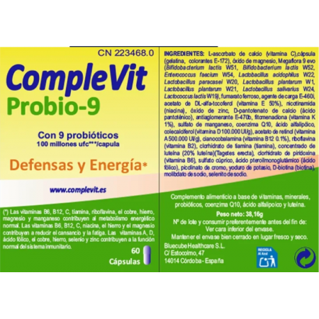 COMPLEVIT PROBIO-9 DEFENSAS Y ENERGIA 60 CAPSULAS