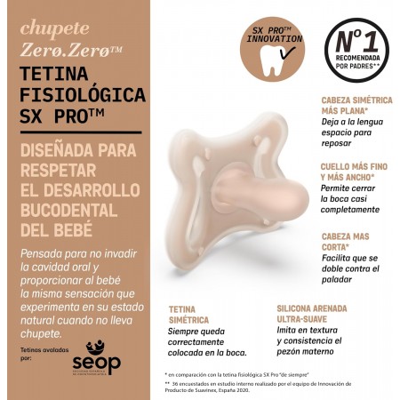 SUAVINEX ZERO ZERO CHUPETE SILICONA FISIOLOGICO SX PRO 0-6 MESES 1 CHUPETE CARAMEL
