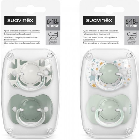 SUAVINEX CHUPETE SILICONA FISIOLOGICO SX PRO 6-18 MESES 2 CHUPETES