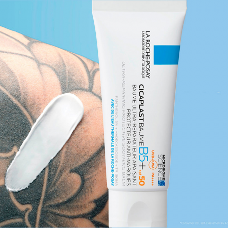Bálsamo reparador con SPF50 ideal para la protección y cuidado de pieles tatuadas Cicaplast Baume B5+
