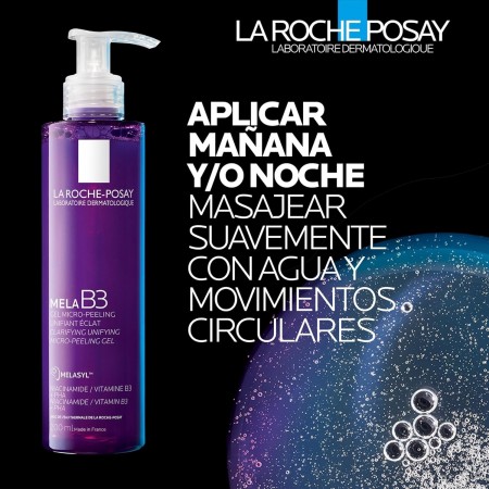 Indicaciones de uso diario para el gel limpiador despigmentante La Roche-Posay Mela B3