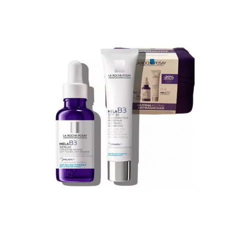 LA ROCHE POSAY PACK ANTIMANCHAS: MELA B3 SERUM 30ML + MELA B3 CREMA 40ML + REGALO NECESER MORADO