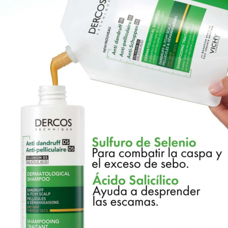DERCOS PACK CHAMPU CASPA SECA 390ML + ECO RECARGA CHAMPU 390ML