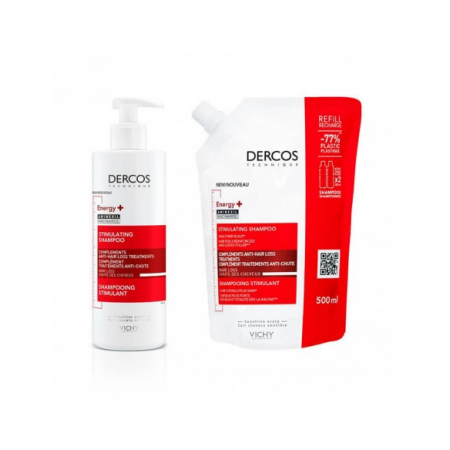 DERCOS PACK CHAMPU ENERGY+ ESTIMULANTE 400ML + ECO RECARGA CHAMPÚ ENERGY+ ESTIMULANTE 400 ML