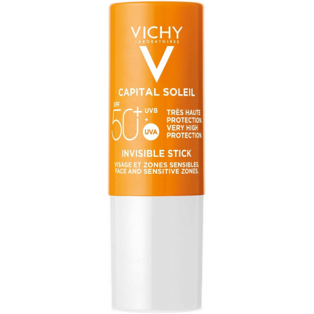 VICHY CAPITAL SOLEIL SPF 50+ STICK INVISIBLE ROSTOR Y ZONAS SENSIBLES 9 G