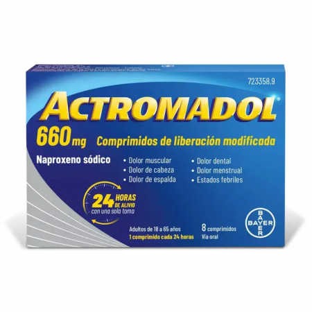 ACTROMADOL NAPROXENO SÓDICO 660 MG 8 COMPRIMIDOS DE LIBERACIÓN MODIFICADA