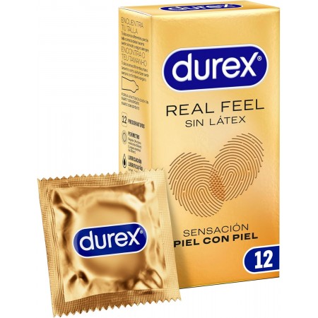 DUREX REAL FEEL SIN LATEX SENSACIÓN PIEL CON PIEL 12 PRESERVATIVOS