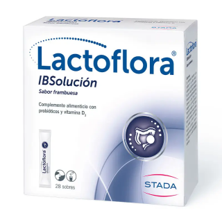 LACTOFLORA IBSOLUCION PROBIOTICOS + VITAMINA D3 SABOR FRAMBUESA 28 SOBRES