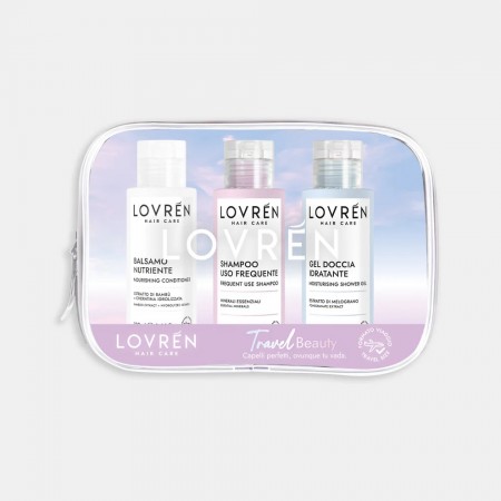 LOVREN HAIR CARE KIT TRAVEL BEAUTY: ACONDIC BALSAMO 100ML+ CHAMPU 100 ML + GEL DUCHA 100ML
