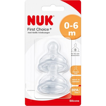 NUK TETINA SILICONA ANTICOLICO FIRST CHOICE+ T-1 S 0-6 MESES 2 TETINAS