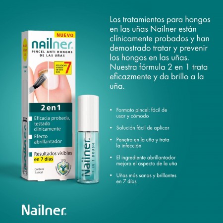 PACK NAILNER PINCEL ANTIHONGOS DE UÑAS 2EN1 5ML + REGALO NAILNER ULTIMATE FORTALECEDOR 10ML