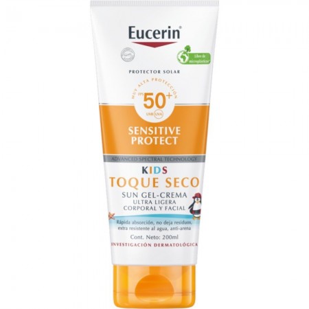 EUCERIN SUN SENSITIVE PROTECT KIDS TOQUE SECO FPS50+ GEL CREMA ULTRA LIGERA 200 ML