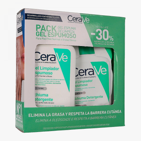 CERAVE PACK GEL LIMPIADOR ESPUMOSO 473 ML + RECARGA GEL LIMPIADOR ESPUMOSO 473ML