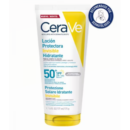 CERAVE LOCIÓN PROTECTORA INVISIBLE HIDRATANTE SPF50+ LOCION CARA Y CUERPO 177 ML