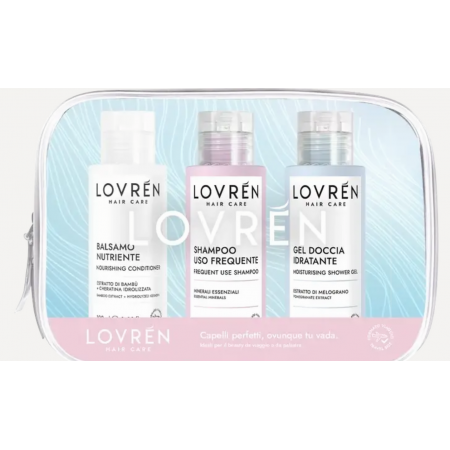 LOVREN HAIR CARE KIT TRAVEL BEAUTY: ACONDIC BALSAMO 100ML+ CHAMPU 100 ML + GEL DUCHA 100ML