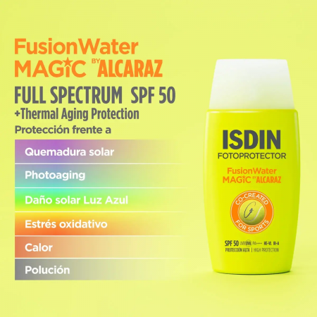 ISDIN FOTOPROTECTOR PACK SPORT ALCARAZ: FUSION WATER MAGIC 50ML + FUSION GEL SPORT SPF50+ 100ML