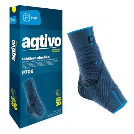 PRIM AQTIVO SPORT TOBILLERA ELASTICA CON ALMOHADILLAS MALEOLARES Y VENDAJE EN 8 TALLA M