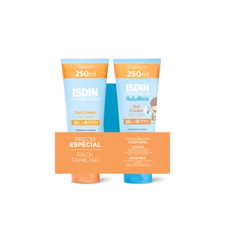 ISDIN FOTOPROTECTOR DUPLO FAMILIAR: GELCREMA FPS50 ADULTO 250 ML + PEDIATRIC FPS50 GELCREMA 250ML