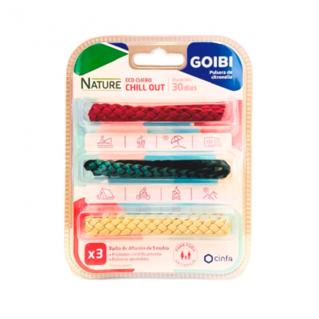 GOIBI PULSERAS DE CITRONELLA NATURE ECO CUERO CHILL OUT 3 PULSERAS TRENZADAS