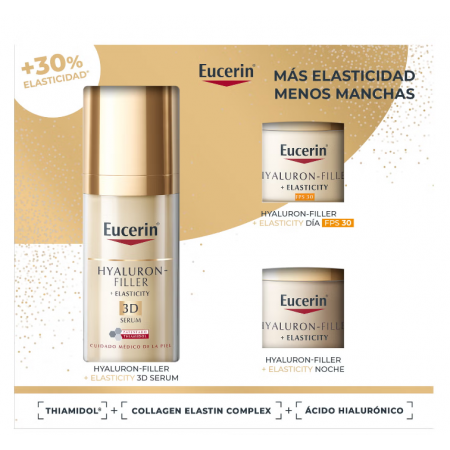 EUCERIN PACK HYALURON FILLER+ ELASTICITY 3D SERUM 30ML + 2 MINITALLAS CREMA DE DIA Y DE NOCHE