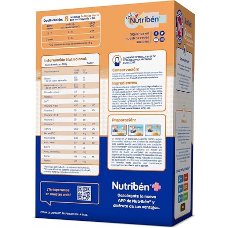 NUTRIBEN 8 CEREALES TOQUE MIEL Y GALLETAS MARIA 1KG