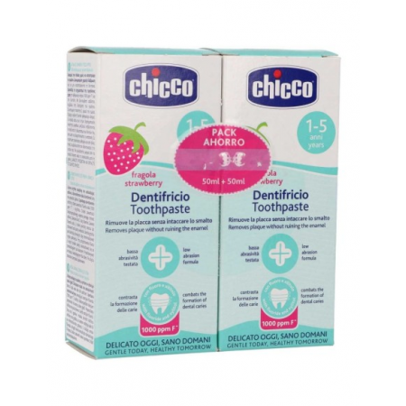 PASTA DENTAL INFANTIL CHICCO PACK AHORRO 50 + 50 ML SABOR FRESA