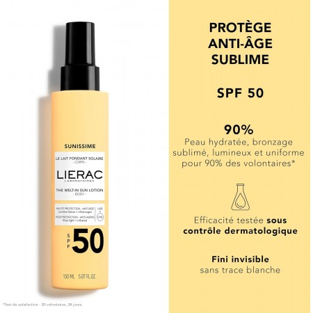 LIERAC SUNISSIME SPF50+ LECHE CORPORAL SOLAR FUNDENTE 150 ML