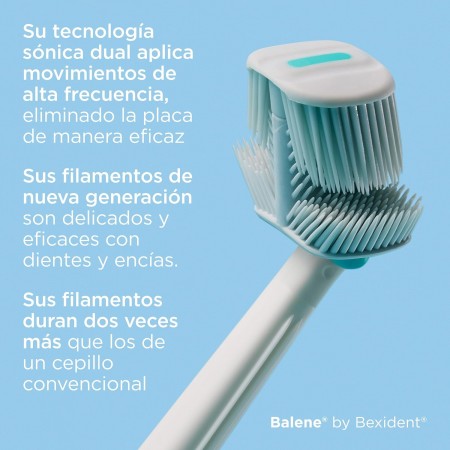 BEXIDENT BALENE CEPILLO DENTAL ELECTRICO SONICO DUAL DUREZA MEDIA COLOR AGUAMARINA