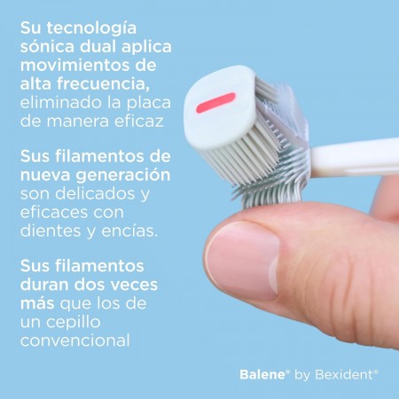BEXIDENT BALENE CEPILLO DENTAL ELECTRICO SONICO DUAL DUREZA MEDIA COLOR AZUL