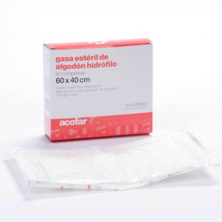 GASA ESTERIL ALGODON HIDROFILO COMPRESAS ACOFAR 60 X 40 6 UNIDADES