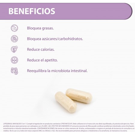 LIPOGRASIL MAX BLOCK 5 EN 1 PERDIDA DE PESO 120 CAPSULAS