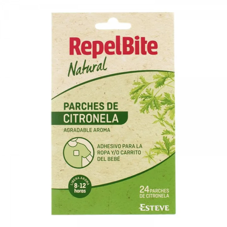REPELBITE NATURAL PARCHES REPELENTE INSECTOS DE CITRONELA ADHESIVO 24 PARCHES