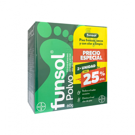 FUNSOL DUPLO POLVO PARA PIES  2 X 60G
