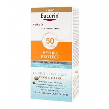 EUCERIN SUN HYDRO PROTECT SPF50+ ULTRA LIGHT CON COLOR MEDIO FLUIDO 50 ML