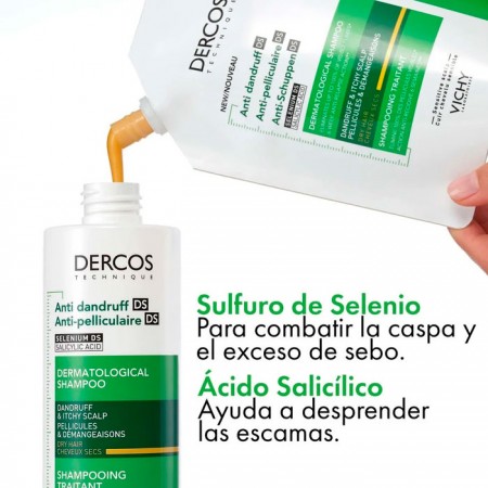 DERCOS CHAMPU ANTICASPA CABELLO SECO 390 ML