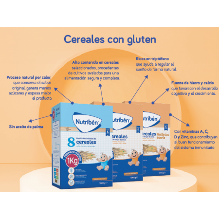NUTRIBEN 8 CEREALES TOQUE MIEL Y GALLETAS MARIA 1KG