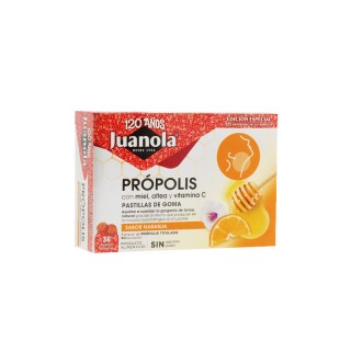 JUANOLA PASTILLAS BLANDAS PROPOLIS MIEL VIT C ALTEA SABOR NARANJA 24 PASTILLAS 48 G