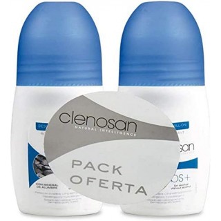 CLENOSAN DUPLO DESODORANTE BS+ ALUMBRE SIN ALCOHOL ROLL ON 2 X 75 ML